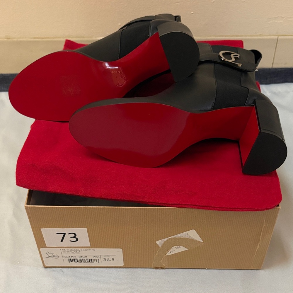 Christin Louboutin CL Chelsea Ankle Boots with Buckle Detail Size 36.5 BRAND NEW - Picture 5 of 10